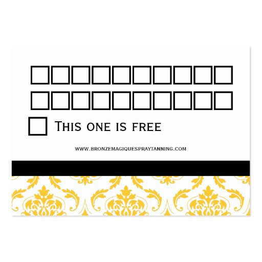 Yellow Damask Business Customer Loyalty Cards Business Card (back side)