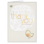 Yellow Damask Chicks Birth Announcement Thank You Greeting Card