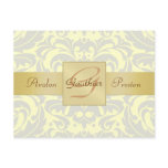 Yellow Damask Gold Monogram Save The Date Postcard