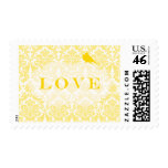 Yellow Damask Love Birds Postage