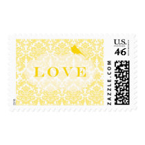 Yellow Damask Love Birds Postage