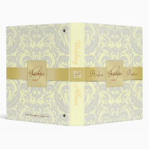 Yellow Damask Monogram Gold Ribbon Album Binder