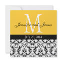 Yellow Damask Monogram Wedding Invitation invitation
