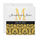 Yellow Damask Monogram Wedding Invitation 3 invitation