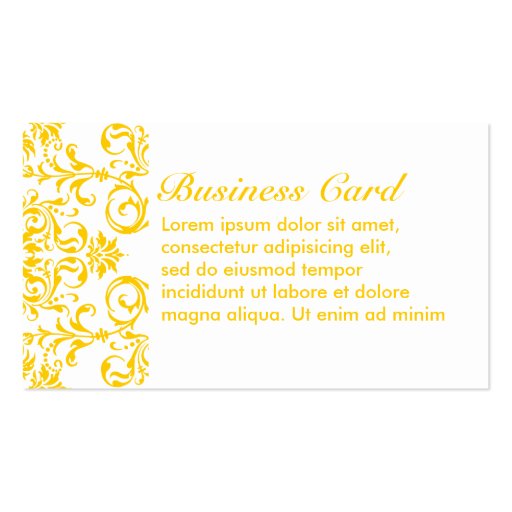 Yellow Damask Pattern Business Cards
