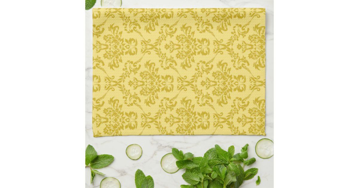 Yellow Damask Pattern Hand Towel Zazzle
