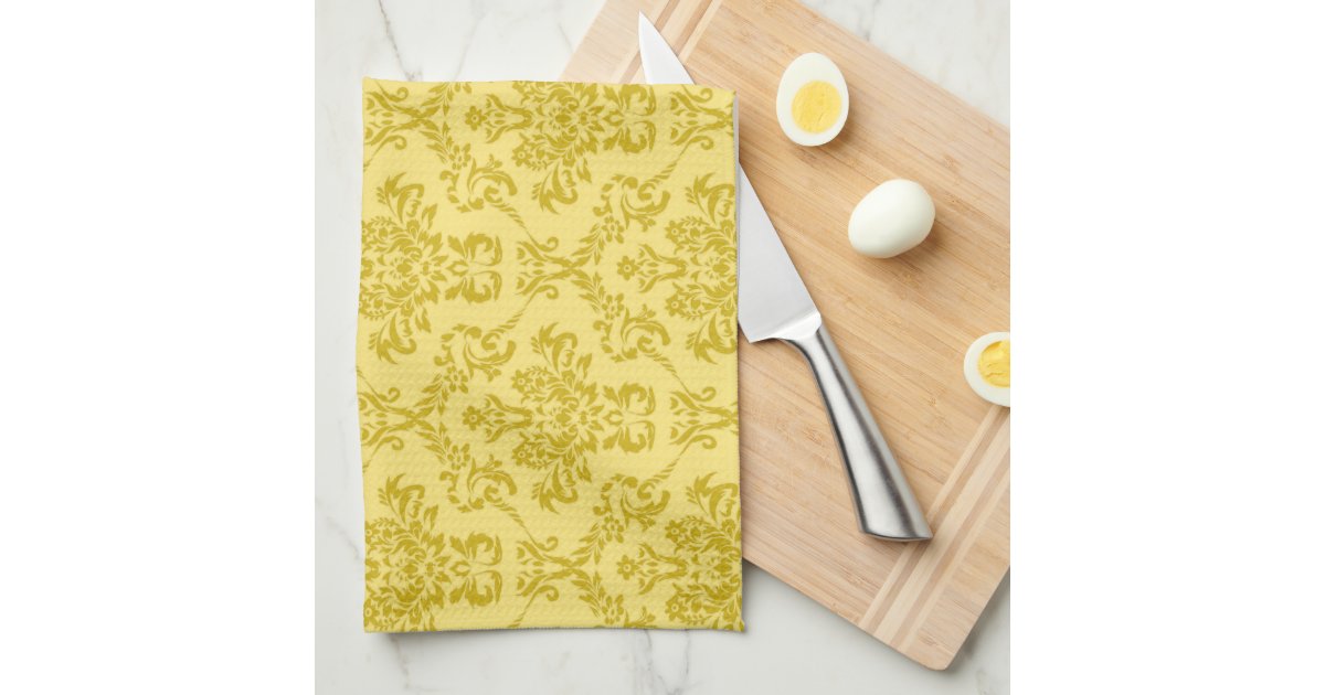 Yellow Damask Pattern Hand Towel Zazzle