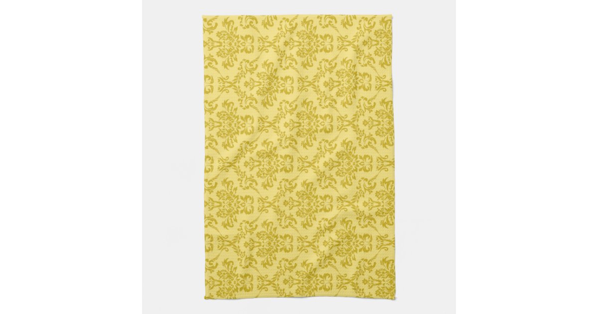 Yellow Damask Pattern Hand Towel Zazzle