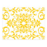 Yellow Damask Pattern Post Cards