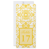 Yellow Damask Pattern Custom Rack Cards