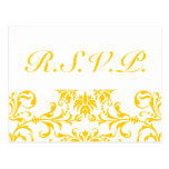 Yellow Damask Pattern RSVP Postcards