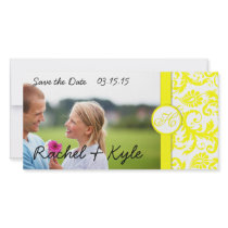 Yellow Damask Save the Date photo cards by samack Yellow Damask Save the Date photo cards