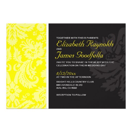 Yellow Damask Wedding Invitations