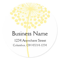 Yellow Dandelion Flower Round Address Labels Round Sticker
