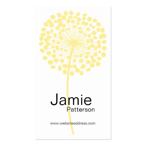 Yellow Dandelion Flower Vertical Business Cards (front side)