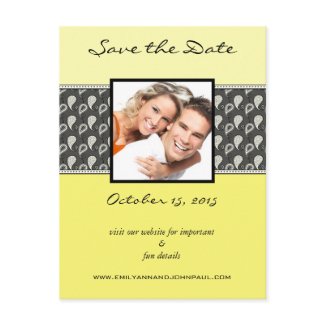 Yellow Deep Grey Paisley Save The Date Your Photos postcard