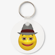 Yellow detective smiley face keychains