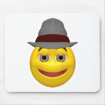 Yellow detective smiley face mousepads