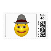 Yellow detective smiley face postage
