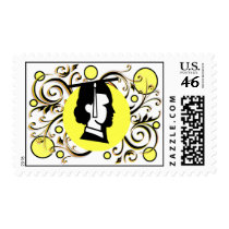 Yellow Dot Flourish Graduate Postage postage