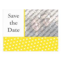 Yellow Dots Wedding Save the Date Photo Postcard