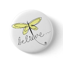 Yellow Dragonfly Button