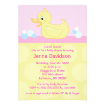 Yellow Duck 5x7 Baby Shower Invitation - Pink