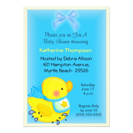 Yellow Duck  Baby  Shower Invitation (front side)