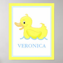 Yellow Duck Little Ducky Personalized Art Print