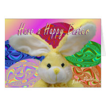 yellow Easter bunny & eggs Card