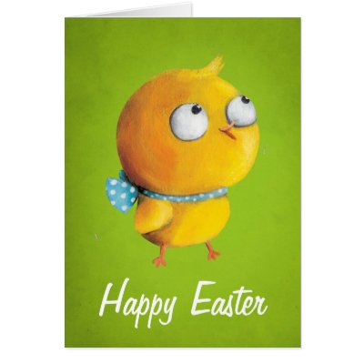 Cute Yellow Easter Chicken - Happy Easter Greeting Card