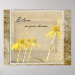 Yellow Echinacea Inspired Floral Posters