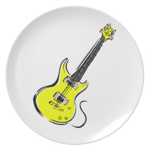 yellow electric guitar music graphic.png dinner plate