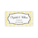 Yellow elegant damask border wedding favor tag label