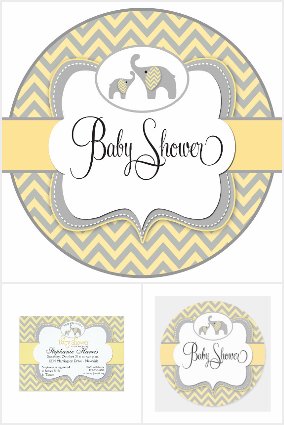 Yellow Elephant Chevron Baby Collection