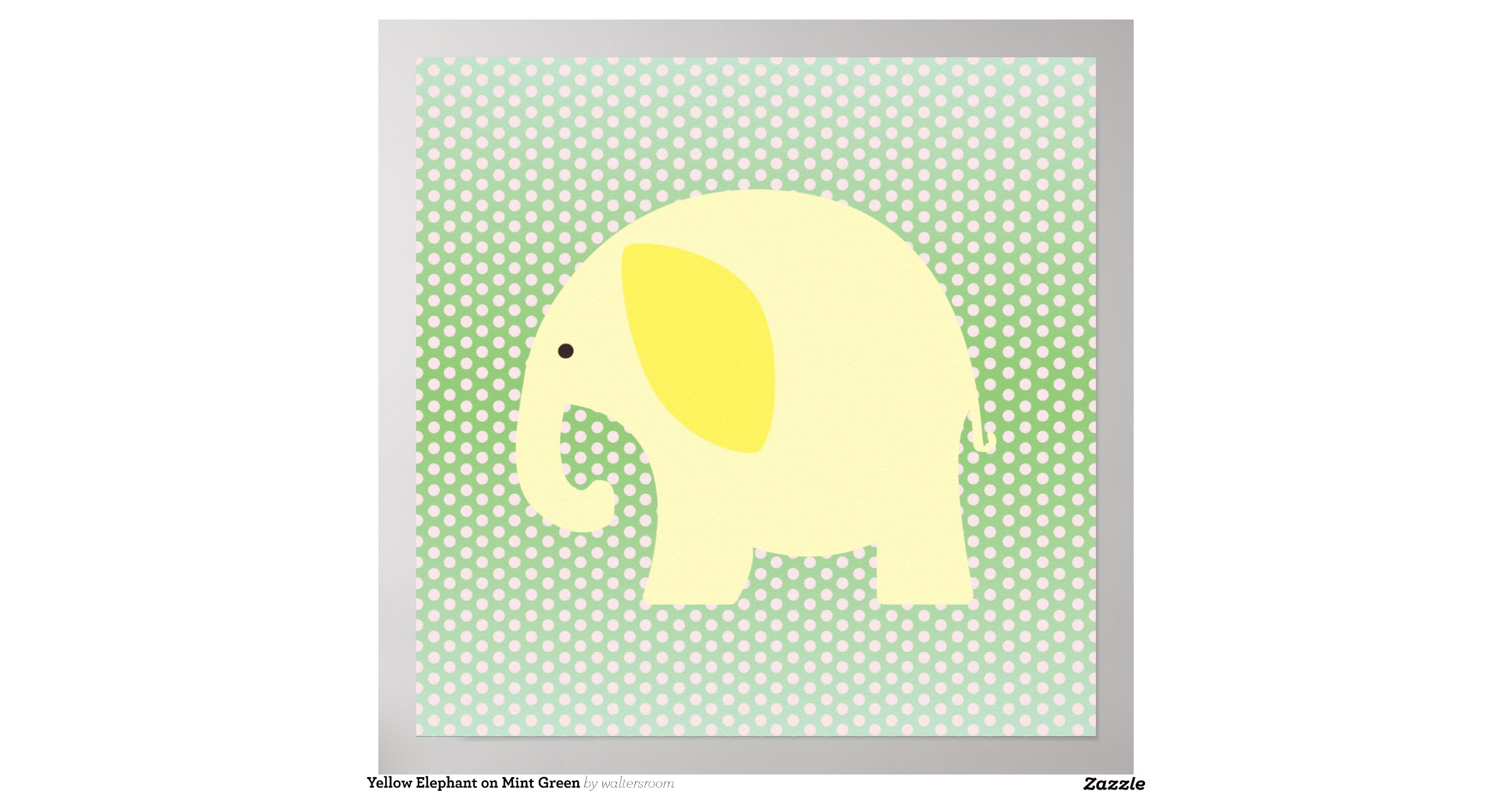 Yellow Elephant on Mint Green Poster Zazzle