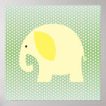 Yellow Elephant on Mint Green Print