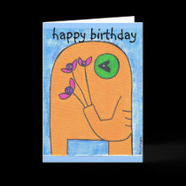 yellow elly Happy Birthday Card by Kianmaartgallery yellow elly Happy Birthday Card
