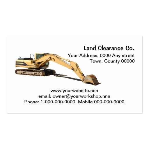 Yellow excavator business card (front side)