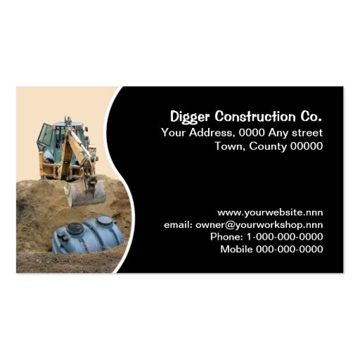 Yellow excavator business card