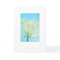 Yellow Fennel Flowers on Blue Greeting Card cards