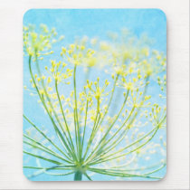 Yellow Fennel Flowers on Blue Mouse Pad mousepads