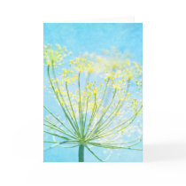 Yellow Fennel Flowers on Blue Note Card cards
