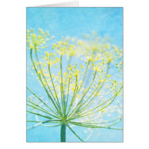Yellow Fennel Flowers on Blue Note Card
