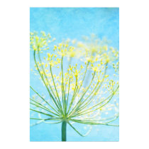 Yellow Fennel Flowers on Blue Poster Print posters