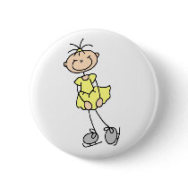 Yellow Figure Skater Button
