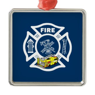 Yellow Fire Truck Rescue ornament