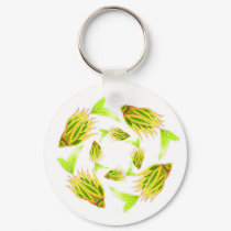 Yellow Fish Circling Keychain