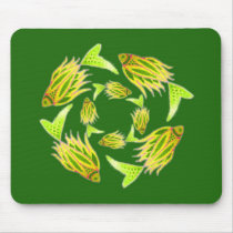 Yellow Fish Circling Mousepad