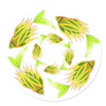 Yellow Fish Circling Sticker